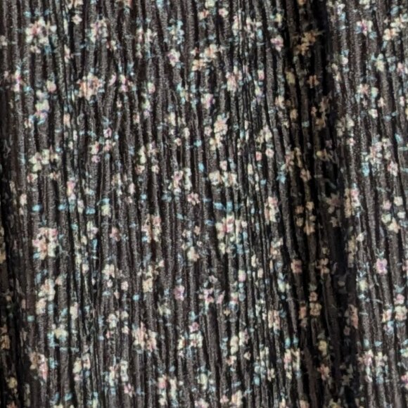 JACQUIE THE LABEL Brown Floral Smocked Corduroy Long Sleeve Short Dress; Size L - Picture 3 of 6